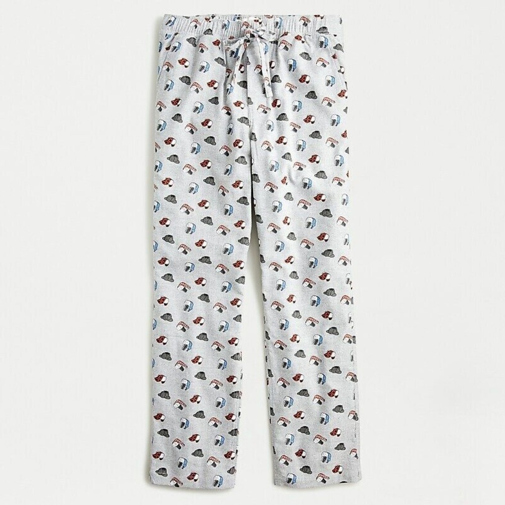 NWT J.Crew Men's Flannel Lounge pant in hat print Size: LARGE AD293 BE